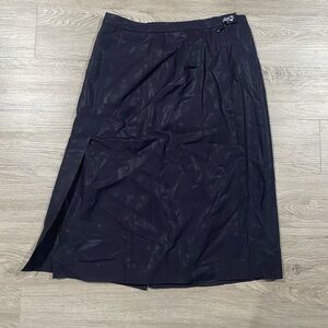 Brioni Navy Blue Wool Skirt Slit Career Luxury Dress Casual Comfort‎ Work